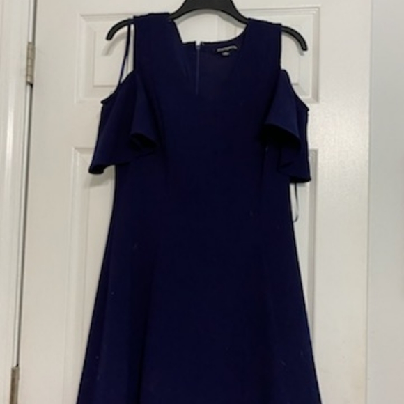 Navy Blue Cold Shoulder dress - Picture 3 of 5